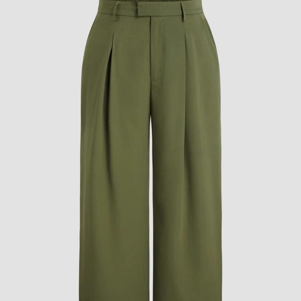 Olive Green Straight-Leg Women's Pants